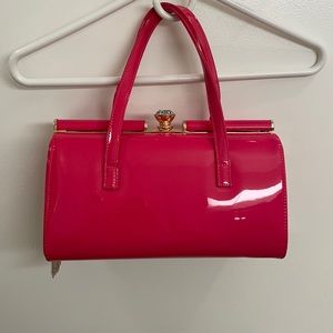 Hot pink purse. Faux leather. Vegan